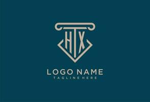 HX initial with pillar icon design, clean and modern attorney, legal firm logo vector