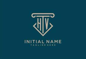 HV initial with pillar icon design, clean and modern attorney, legal firm logo vector