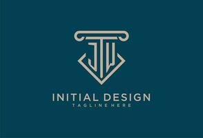 JW initial with pillar icon design, clean and modern attorney, legal firm logo vector