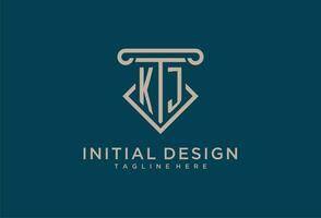 KJ initial with pillar icon design, clean and modern attorney, legal firm logo vector