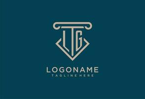 lg inicial con pilar icono diseño, limpiar y moderno abogado, legal firma logo vector
