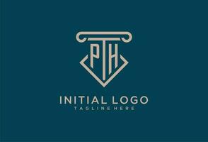 ph inicial con pilar icono diseño, limpiar y moderno abogado, legal firma logo vector