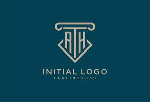 RH initial with pillar icon design, clean and modern attorney, legal firm logo vector