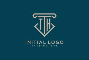 TH initial with pillar icon design, clean and modern attorney, legal firm logo vector