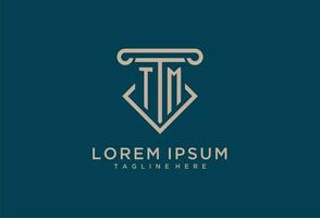 tm inicial con pilar icono diseño, limpiar y moderno abogado, legal firma logo vector
