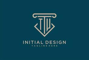 TW initial with pillar icon design, clean and modern attorney, legal firm logo vector