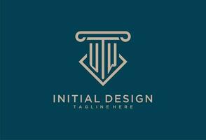 UW initial with pillar icon design, clean and modern attorney, legal firm logo vector