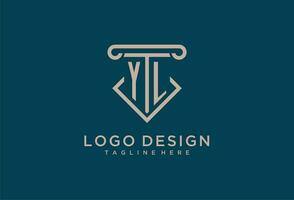 yl inicial con pilar icono diseño, limpiar y moderno abogado, legal firma logo vector