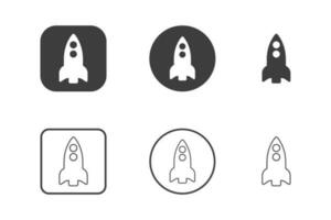 Rocket flat design icon design 6 variations. Isolated on white background. vector