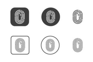 Fingerprint scanner icon design 6 variations. Isolated on white background. vector
