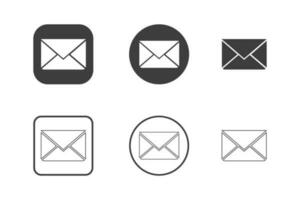 Email message icon design 6 variations. Isolated on white background. vector