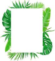 Tropical frame hand-painted leaves vector