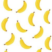 Seamless yellow bananas pattern cartoon style on white background illustration. vector