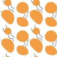 Wallpaper decorative seamless pattern with random doodle shapes. Circles orange y2k style. vector