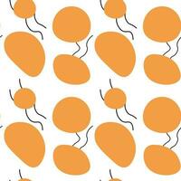 Wallpaper decorative seamless pattern with random doodle shapes. Circles orange y2k style. vector