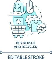 Buy reused and recycled turquoise concept icon. Zero waste business approach abstract idea thin line illustration. Isolated outline drawing. Editable stroke vector