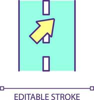 Road lane RGB color icon. Part of roadway. Traffic regulation. Motorway divided in two lines. Isolated vector illustration. Simple filled line drawing. Editable stroke