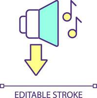 Volume off RGB color icon. Playing music. Mute sound. Media player interface. Sound control. Isolated vector illustration. Simple filled line drawing. Editable stroke