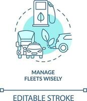 Manage fleets wisely turquoise concept icon. Becoming zero waste brand abstract idea thin line illustration. Isolated outline drawing. Editable stroke vector