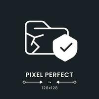 Data loss prevention white solid desktop icon. Breach detection. Cyber security. Pixel perfect 128x128, outline 4px. Silhouette symbol for dark mode. Glyph pictogram. Vector isolated image