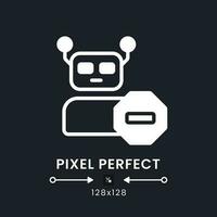 Advanced bot protection white solid desktop icon. Machine learning. Digital security. Pixel perfect 128x128, outline 4px. Silhouette symbol for dark mode. Glyph pictogram. Vector isolated image