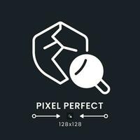 Vulnerability scanning white solid desktop icon. Cyber security threat identification. Pixel perfect 128x128, outline 4px. Silhouette symbol for dark mode. Glyph pictogram. Vector isolated image