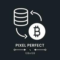 Tokenization white solid desktop icon. Sensitive data security. Blockchain technology. Pixel perfect 128x128, outline 4px. Silhouette symbol for dark mode. Glyph pictogram. Vector isolated image