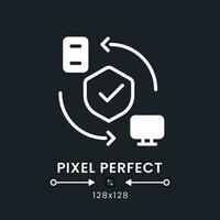 Remote access security white solid desktop icon. Data encryption. Safe connection. Pixel perfect 128x128, outline 4px. Silhouette symbol for dark mode. Glyph pictogram. Vector isolated image