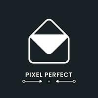 Email white solid desktop icon. Message receiving. Online communication. Digital service. Pixel perfect 128x128, outline 4px. Silhouette symbol for dark mode. Glyph pictogram. Vector isolated image