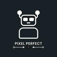 Robot white solid desktop icon. Automation technology. Artificial intelligence. Pixel perfect 128x128, outline 4px. Silhouette symbol for dark mode. Glyph pictogram. Vector isolated image