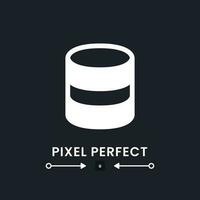 Database white solid desktop icon. Data storage. Cloud computing. Backup and recovery. Pixel perfect 128x128, outline 4px. Silhouette symbol for dark mode. Glyph pictogram. Vector isolated image