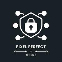 Network security white solid desktop icon. Personal data safety. System protection. Pixel perfect 128x128, outline 4px. Silhouette symbol for dark mode. Glyph pictogram. Vector isolated image