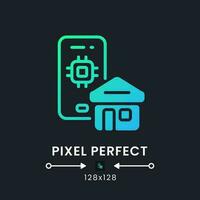 Home Automation app blue solid gradient desktop icon on black. Automatic control. Internet of Things devices. Pixel perfect 128x128, outline 4px. Glyph pictogram for dark mode. Isolated vector image