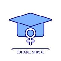 Women education RGB color icon. Gender equality. Female leadership. Human right. Women empowerment. High school. Isolated vector illustration. Simple filled line drawing. Editable stroke