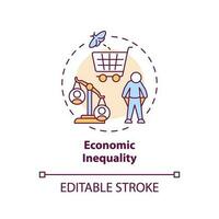 Economic inequality concept icon. Basic need. Income disparity. Social difference. Financial crisis. Wealth gap abstract idea thin line illustration. Isolated outline drawing. Editable stroke vector