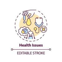 Health issues concept icon. Healthcare service. Mental disorder. Low income. Limited access. High cost. Medical bill abstract idea thin line illustration. Isolated outline drawing. Editable stroke vector