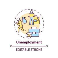 Unemployment concept icon. No work. Global recession. Laid off. Economic crisis. Financial stress. Job loss abstract idea thin line illustration. Isolated outline drawing. Editable stroke vector