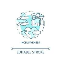 Inclusiveness turquoise concept icon. Global citizenship. Social integration abstract idea thin line illustration. Isolated outline drawing. Editable stroke vector