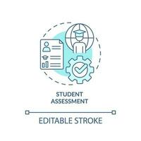 Student assessment turquoise concept icon. Global citizenship. Effective teaching abstract idea thin line illustration. Isolated outline drawing. Editable stroke vector