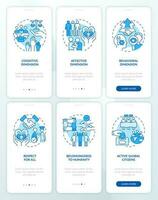 Global citizenship education blue onboarding mobile app screen set. Walkthrough 3 steps editable graphic instructions with linear concepts. UI, UX, GUI templated vector