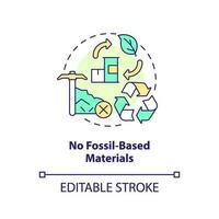 No fossil based materials concept icon. Climate neutral. Bio based products benefit idea thin line illustration. Isolated outline drawing. Editable stroke vector