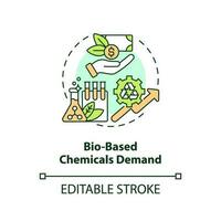 Bio based chemicals demand concept icon. Global market trend. Biotech industry growing idea thin line illustration. Isolated outline drawing. Editable stroke vector