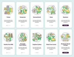 Bio based materials onboarding mobile app screen set. Eco industry walkthrough 5 steps editable graphic instructions with linear concepts. UI, UX, GUI templated vector