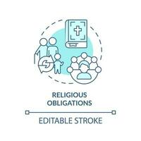 Religious obligations blue concept icon. Traditions. Genealogical research motivation abstract idea thin line illustration. Isolated outline drawing. Editable stroke vector