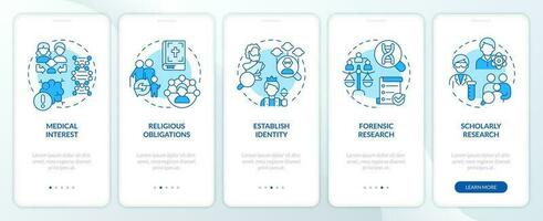 genealógico investigación motivación azul inducción móvil aplicación pantalla. recorrido 5 5 pasos editable gráfico instrucciones con lineal conceptos. ui, ux, gui plantilla vector