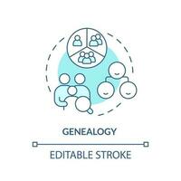 Genealogy blue concept icon. Family members relationship. Genograms usage abstract idea thin line illustration. Isolated outline drawing. Editable stroke vector