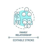 Family relationship blue concept icon. Members bond. Genograms information abstract idea thin line illustration. Isolated outline drawing. Editable stroke vector