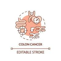 Colon cancer red concept icon. Family health history and chronic diseases abstract idea thin line illustration. Isolated outline drawing. Editable stroke vector