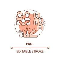 PKU red concept icon. Metabolic disorder. Neurology. Hereditary disease abstract idea thin line illustration. Isolated outline drawing. Editable stroke vector