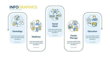 genogramas uso azul rectángulo infografía modelo. relaciones datos visualización con 5 5 pasos. editable cronograma informacion cuadro. flujo de trabajo diseño con línea íconos vector